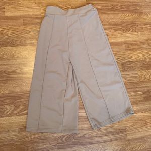 Camel colored high waisted wide leg crop pant